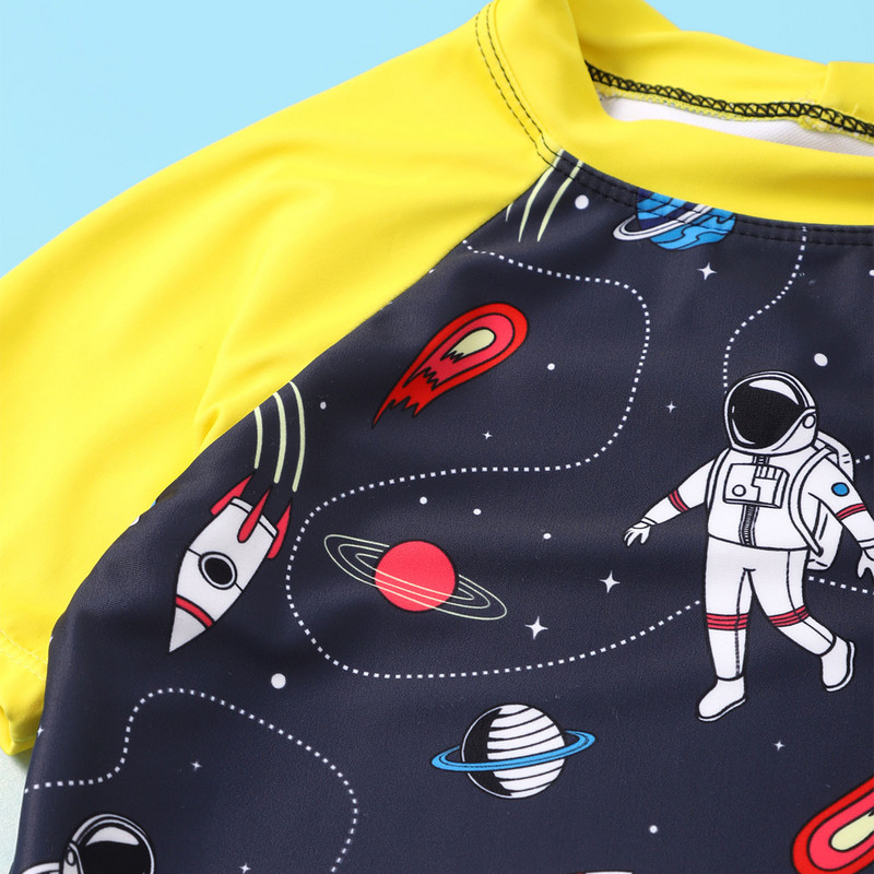 Kupaći kostimi za malu djecu Dječji dječaci S printom Crtić Astronaut Kupaći kostimi kratkih rukava Kupaći kostimi Ljetni kompleti Strój Kąpielowy