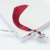 1db Retro stílusú Bojtok Gyöngyök Könyvjelzők Fémkönyv Oldaljel Vintage kínai stílusú könyvcímke Kreatív ajándék diákoknak írószerek