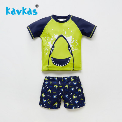 Kavkas Детско облекло за плуване за момчета Акула Животни Карикатура Бански костюм за момче Плажно облекло Детски бански костюм с шарка на риба
