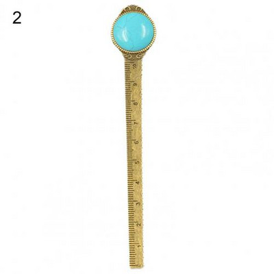 Patvari žymė senovinė žalvario žymė Tigro akimis inkrustuota dirbtiniais brangakmeniais matavimo liniuotė Knygų žymėjimo žymė