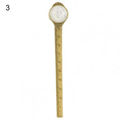 Patvari žymė senovinė žalvario žymė Tigro akimis inkrustuota dirbtiniais brangakmeniais matavimo liniuotė Knygų žymėjimo žymė