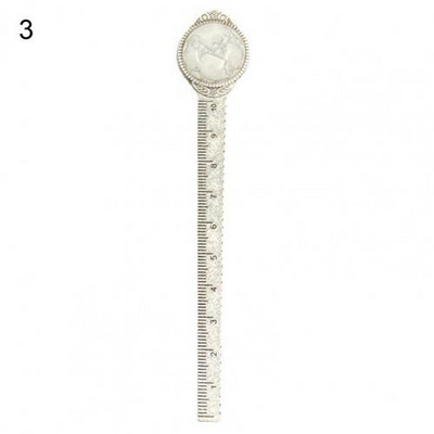 Patvari žymė senovinė žalvario žymė Tigro akimis inkrustuota dirbtiniais brangakmeniais matavimo liniuotė Knygų žymėjimo žymė