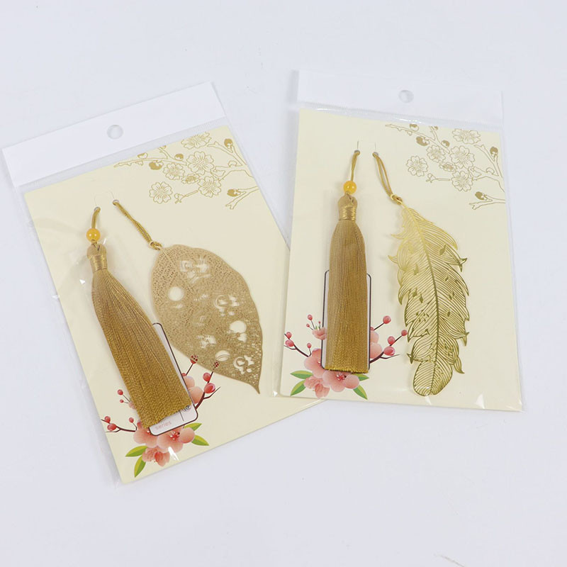 Kineski stil, metalna knjižna oznaka, kreativno lišće, mesingano pero, izdubljena knjižna oznaka, pribor za studente, dar