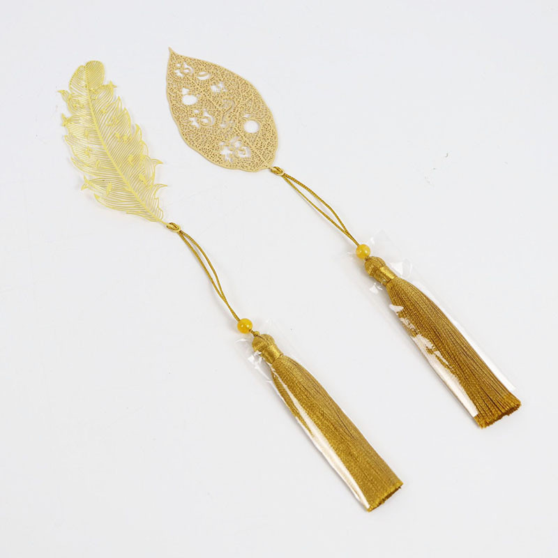 Kineski stil, metalna knjižna oznaka, kreativno lišće, mesingano pero, izdubljena knjižna oznaka, pribor za studente, dar