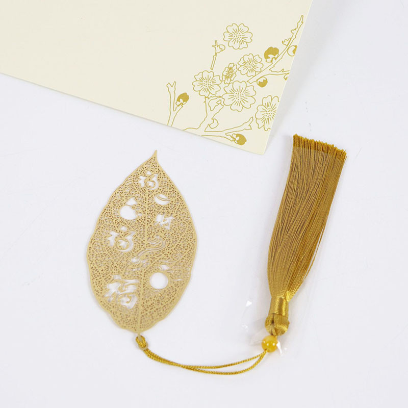 Kineski stil, metalna knjižna oznaka, kreativno lišće, mesingano pero, izdubljena knjižna oznaka, pribor za studente, dar