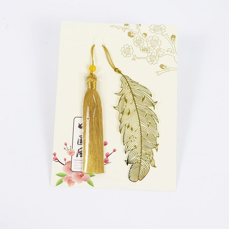 Kineski stil, metalna knjižna oznaka, kreativno lišće, mesingano pero, izdubljena knjižna oznaka, pribor za studente, dar