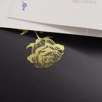 Метална текстура Rose Hollow Bookmark Изискан античен китайски стил Литературен темперамент Марк за извънкласно четене Карта