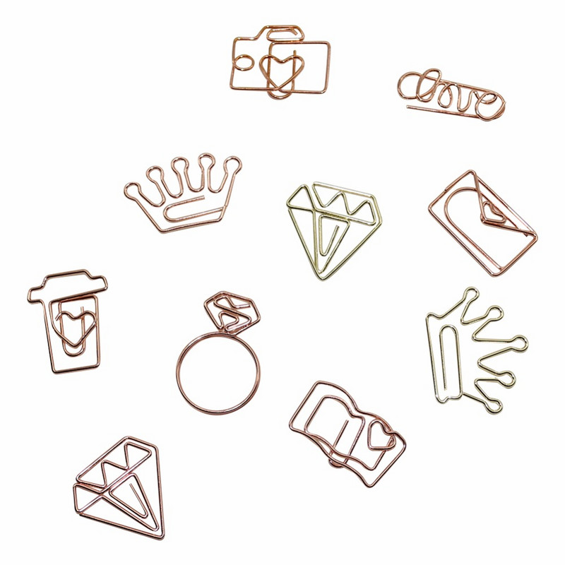 Naujas metalinis deimantinis karūna vokas Kavos puodeliai Žymės sąvaržėlės Bilietų laikiklis Žymėjimo reikmenys Biuro reikmenys 5vnt/vnt.