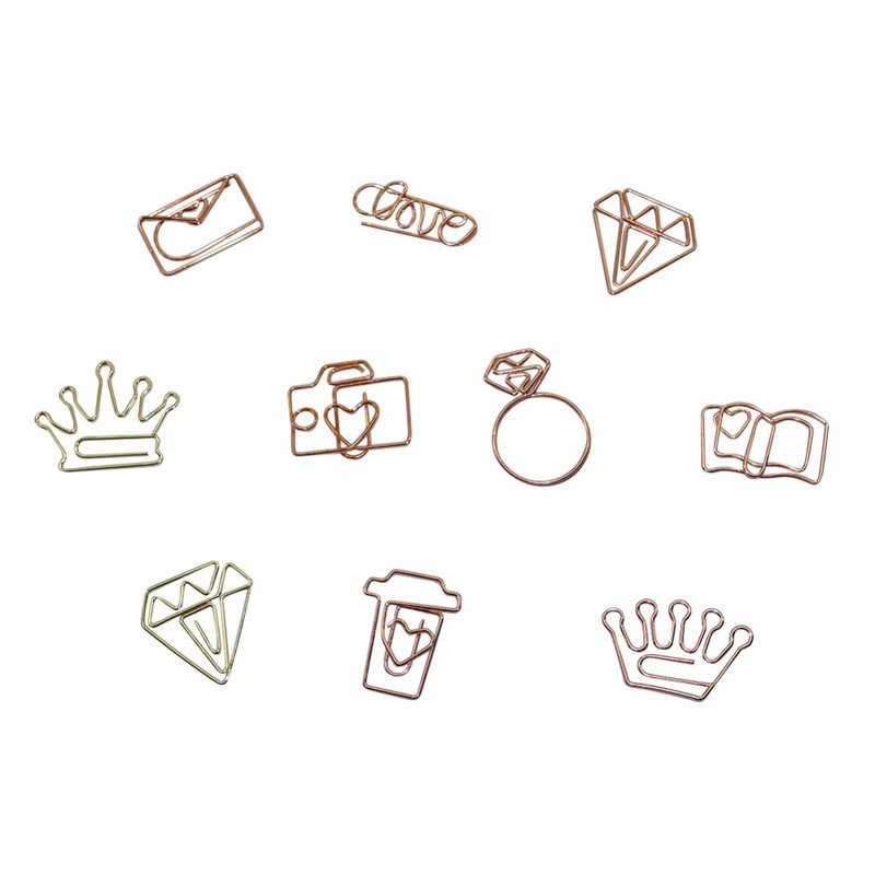 Naujas metalinis deimantinis karūna vokas Kavos puodeliai Žymės sąvaržėlės Bilietų laikiklis Žymėjimo reikmenys Biuro reikmenys 5vnt/vnt.