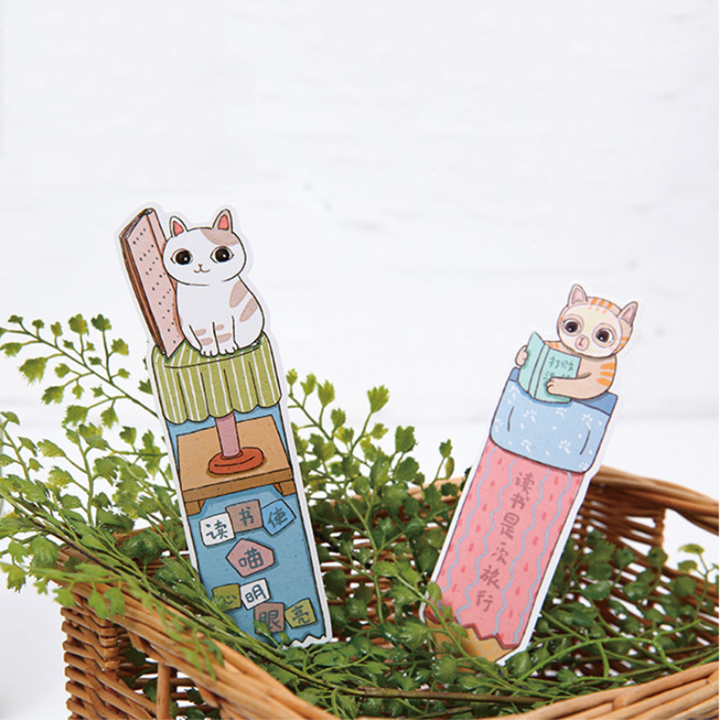 30 vnt./pak. Mielos skaitančios katės, skirtos knygai Kawaii kanceliarinių reikmenų puslapio žymė Skaitymo įrankiai Mokykliniai biuro reikmenys mokiniams Dovanos