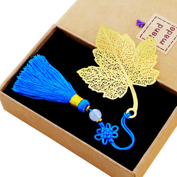 Ретро метален месинг кленов лист китайски възел пискюл отметка ученик ученически канцеларски материали за деца подарък Papelaria