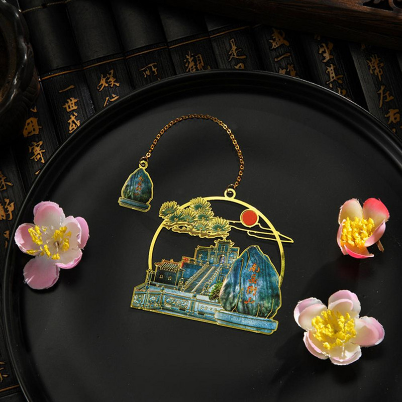 Knygų segtukas Senovinis geometrinis pakabukas tuščiaviduris knygų žymeklis, skaitymo asistentas, kinų stiliaus žalvaris, žymeklis mokykliniai reikmenys