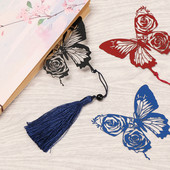 1 τμχ Butterfly Rose Brass σελιδοδείκτης Retro Metal Painted Book Clip κρεμαστό φούντα Σελιδοποίηση Mark School Student Προμήθειες γραφείου
