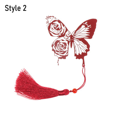 1 τμχ Butterfly Rose Brass σελιδοδείκτης Retro Metal Painted Book Clip κρεμαστό φούντα Σελιδοποίηση Mark School Student Προμήθειες γραφείου