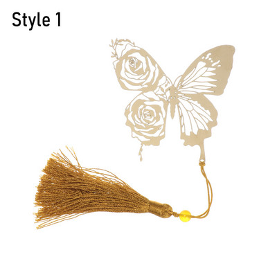 1 τμχ Butterfly Rose Brass σελιδοδείκτης Retro Metal Painted Book Clip κρεμαστό φούντα Σελιδοποίηση Mark School Student Προμήθειες γραφείου