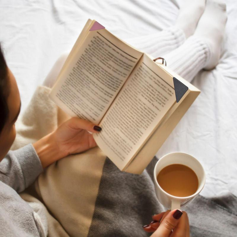 Kampinė žymė 6 vnt. knygų žymekliai, skirti skaityti PU odos rombas, kampinis puslapis Knygų žymės Knygų skaitymo dovana knygų mylėtojams