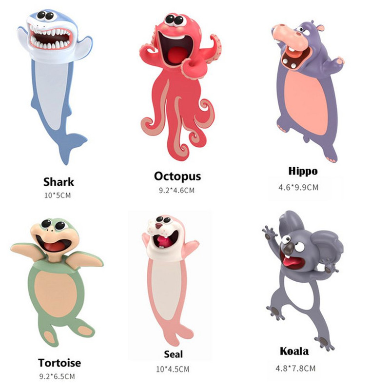 Animacinių filmų žymeklis 3D stereofoninės gyvūnų žymės Originalios mielos katės PVC medžiaga Juokinga studentų mokyklos raštinės reikmenys vaikams dovanų žymė