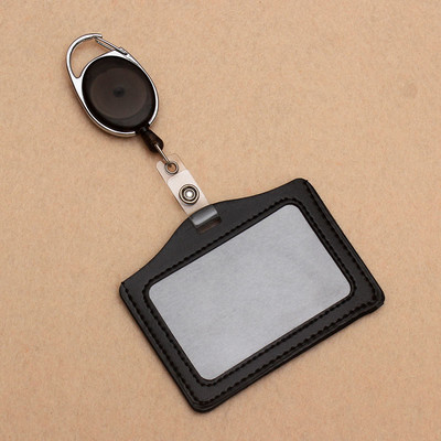 Juoda ištraukiama ištraukiama ženklelio ritė ABS plastiko simbolių keičiamo dydžio studentų slaugytojų parodos PU vizitinės kortelės ženklelio laikiklis