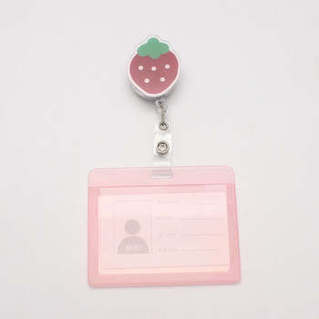 Candy Color Strawberry Flowers Retractable Badge Reel Acrylic Student Nurse Exihibiton ID Name Card Badge Държач Офис консумативи
