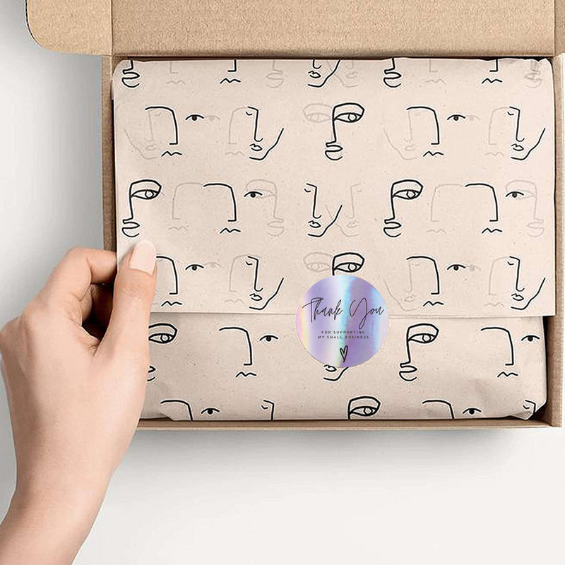 100–500 vnt. vaivorykštės lazeriniai padėkos lipdukai 1 colio smulkaus verslo lipdukai lipnios etiketės, skirtos parduotuvių vyniojimo reikmenims