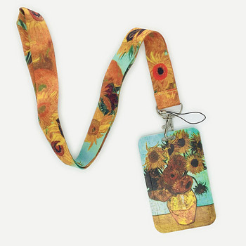 Van Gogh Art Vintage Lanyard For Keys Chain ID Credit Card Cover Pass Мобилен телефон Charm Презрамки за врат Аксесоари Поставка за значка