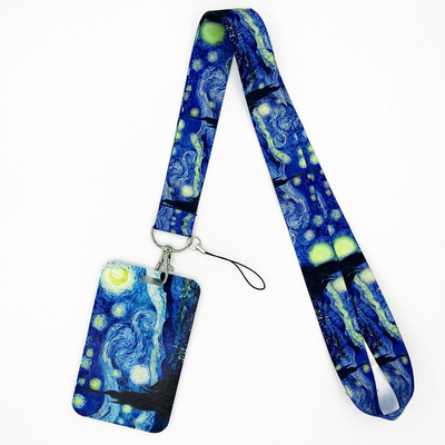 Van Gogh Art Vintage κορδόνι για κλειδιά Αλυσίδα ταυτότητας πιστωτικής κάρτας Κάλυμμα Κάρτα κινητού τηλεφώνου Γούρι Λουράκια λαιμού Αξεσουάρ θήκη για σήμα