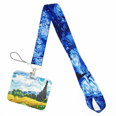 Van Gogh Art Vintage κορδόνι για κλειδιά Αλυσίδα ταυτότητας πιστωτικής κάρτας Κάλυμμα Κάρτα κινητού τηλεφώνου Γούρι Λουράκια λαιμού Αξεσουάρ θήκη για σήμα