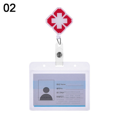 Cartoon Nurse Doctor ID σήματος με αναδιπλούμενο καρούλι, πτυσσόμενο μεταλλικό κλιπ Επαγγελματική κάρτα εργασίας/ετικέτες ονόματος Κάτοχοι σήματος