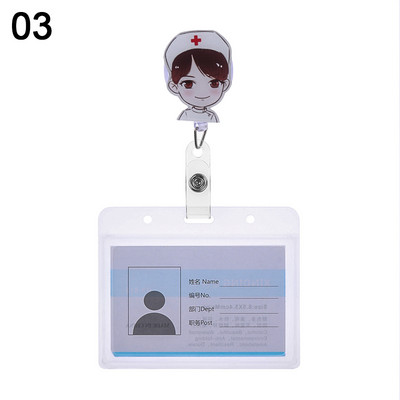 Cartoon Nurse Doctor ID σήματος με αναδιπλούμενο καρούλι, πτυσσόμενο μεταλλικό κλιπ Επαγγελματική κάρτα εργασίας/ετικέτες ονόματος Κάτοχοι σήματος