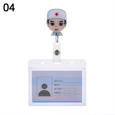 Cartoon Nurse Doctor ID σήματος με αναδιπλούμενο καρούλι, πτυσσόμενο μεταλλικό κλιπ Επαγγελματική κάρτα εργασίας/ετικέτες ονόματος Κάτοχοι σήματος