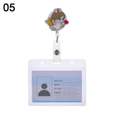 Cartoon Nurse Doctor ID σήματος με αναδιπλούμενο καρούλι, πτυσσόμενο μεταλλικό κλιπ Επαγγελματική κάρτα εργασίας/ετικέτες ονόματος Κάτοχοι σήματος