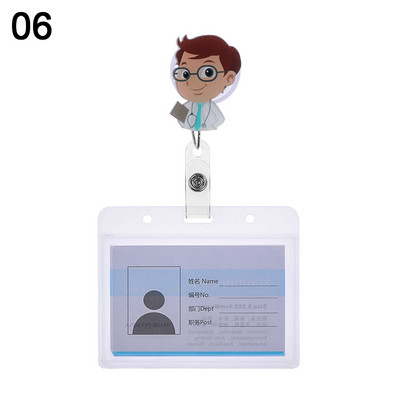 Cartoon Nurse Doctor ID σήματος με αναδιπλούμενο καρούλι, πτυσσόμενο μεταλλικό κλιπ Επαγγελματική κάρτα εργασίας/ετικέτες ονόματος Κάτοχοι σήματος