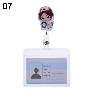 Cartoon Nurse Doctor ID σήματος με αναδιπλούμενο καρούλι, πτυσσόμενο μεταλλικό κλιπ Επαγγελματική κάρτα εργασίας/ετικέτες ονόματος Κάτοχοι σήματος