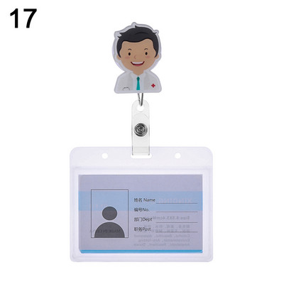 Cartoon Nurse Doctor ID σήματος με αναδιπλούμενο καρούλι, πτυσσόμενο μεταλλικό κλιπ Επαγγελματική κάρτα εργασίας/ετικέτες ονόματος Κάτοχοι σήματος