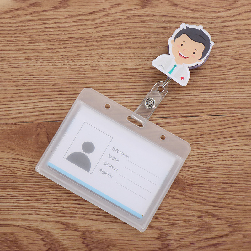 Cartoon Nurse Doctor ID σήματος με αναδιπλούμενο καρούλι, πτυσσόμενο μεταλλικό κλιπ Επαγγελματική κάρτα εργασίας/ετικέτες ονόματος Κάτοχοι σήματος