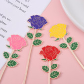 1 бр Kawai Rose Flower Bookmark Student Exquisite Study Office Преносими канцеларски материали за четене Направи си сам Консумативи за декорация от метална сплав