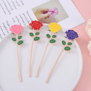 1 бр Kawai Rose Flower Bookmark Student Exquisite Study Office Преносими канцеларски материали за четене Направи си сам Консумативи за декорация от метална сплав