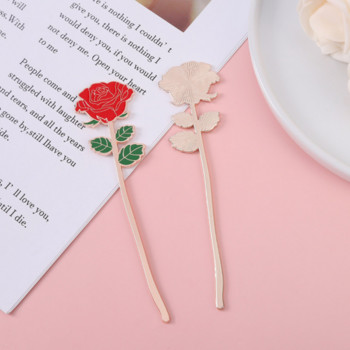1 бр Kawai Rose Flower Bookmark Student Exquisite Study Office Преносими канцеларски материали за четене Направи си сам Консумативи за декорация от метална сплав