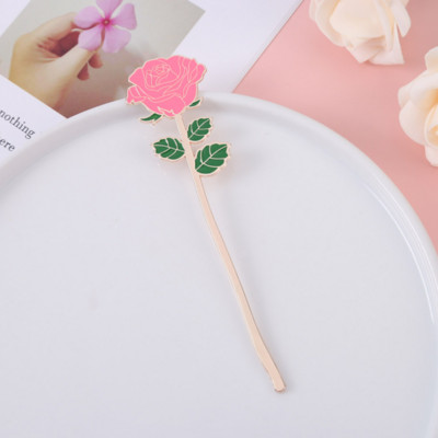 1 бр Kawai Rose Flower Bookmark Student Exquisite Study Office Преносими канцеларски материали за четене Направи си сам Консумативи за декорация от метална сплав