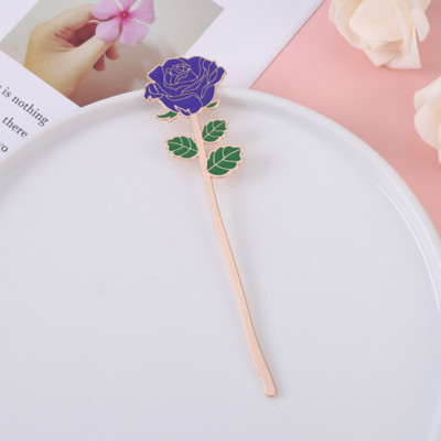1 бр Kawai Rose Flower Bookmark Student Exquisite Study Office Преносими канцеларски материали за четене Направи си сам Консумативи за декорация от метална сплав