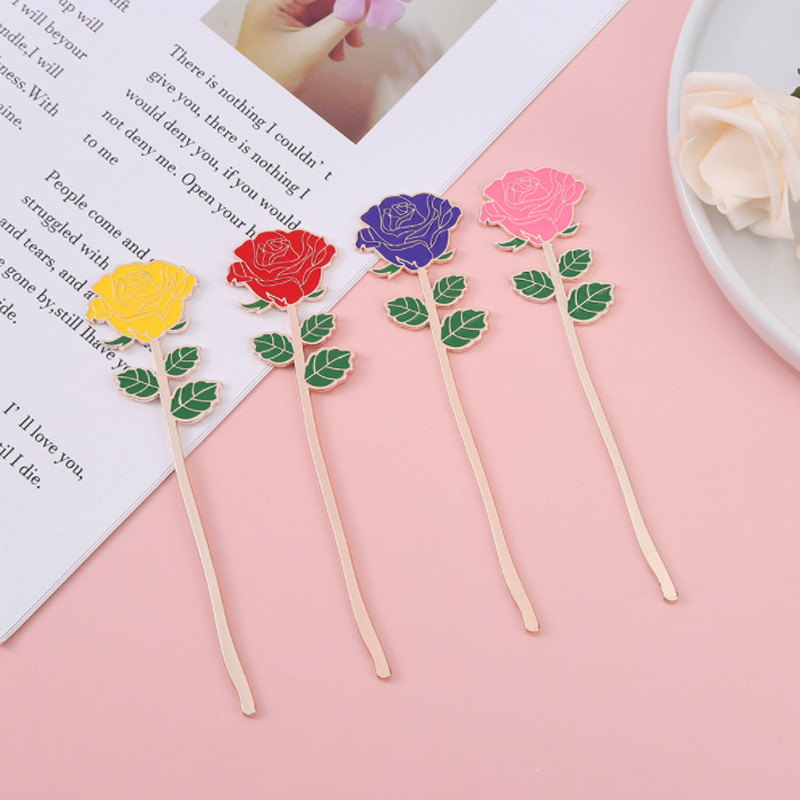 1 бр Kawai Rose Flower Bookmark Student Exquisite Study Office Преносими канцеларски материали за четене Направи си сам Консумативи за декорация от метална сплав