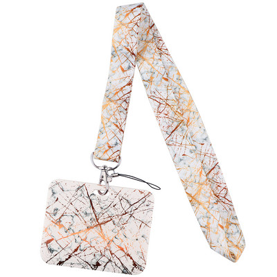 Връзка с мраморен печат за ключодържател Капак за лична карта Паспорт Студентски мобилен телефон USB държач за значка Ключодържател Презрамки за врата Аксесоари