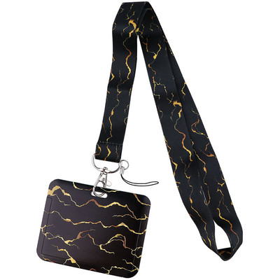 Връзка с мраморен печат за ключодържател Капак за лична карта Паспорт Студентски мобилен телефон USB държач за значка Ключодържател Презрамки за врата Аксесоари