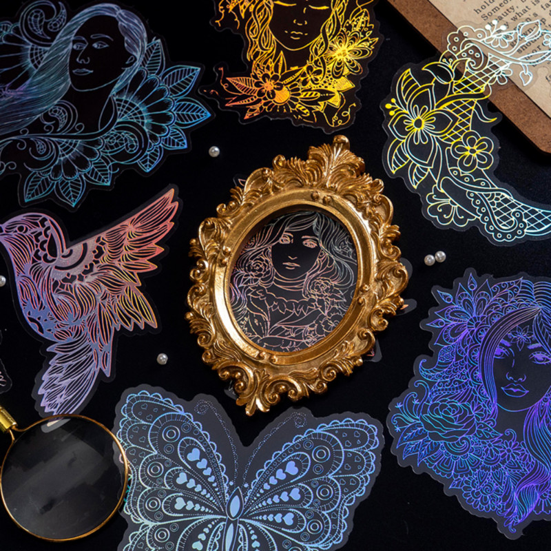 „Mr.paper 8“ stiliai, 10 vnt. / maišelis Vintage lazerinis gyvūnų lipdukas Menas Estetinis plunksnos rankų sąskaitos dekoravimo raštinės reikmenų lipdukas