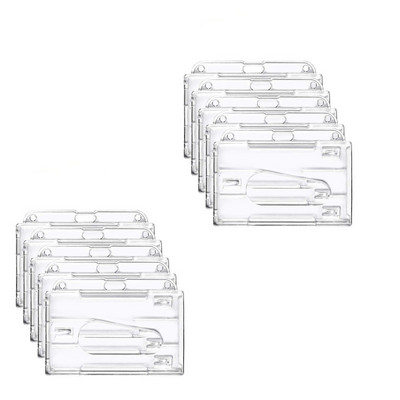 XRHYY Пакет от 10 държача за идентификационен номер за тежък режим на работа Твърд пластмасов хоризонтален и вертикален прозрачен държач със слотове за палец 2-3 държач за лична карта