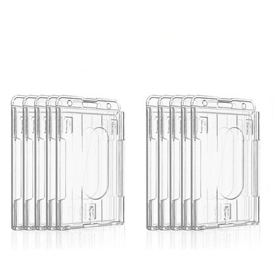 XRHYY Пакет от 10 държача за идентификационен номер за тежък режим на работа Твърд пластмасов хоризонтален и вертикален прозрачен държач със слотове за палец 2-3 държач за лична карта