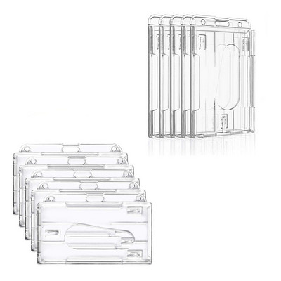 XRHYY Пакет от 10 държача за идентификационен номер за тежък режим на работа Твърд пластмасов хоризонтален и вертикален прозрачен държач със слотове за палец 2-3 държач за лична карта