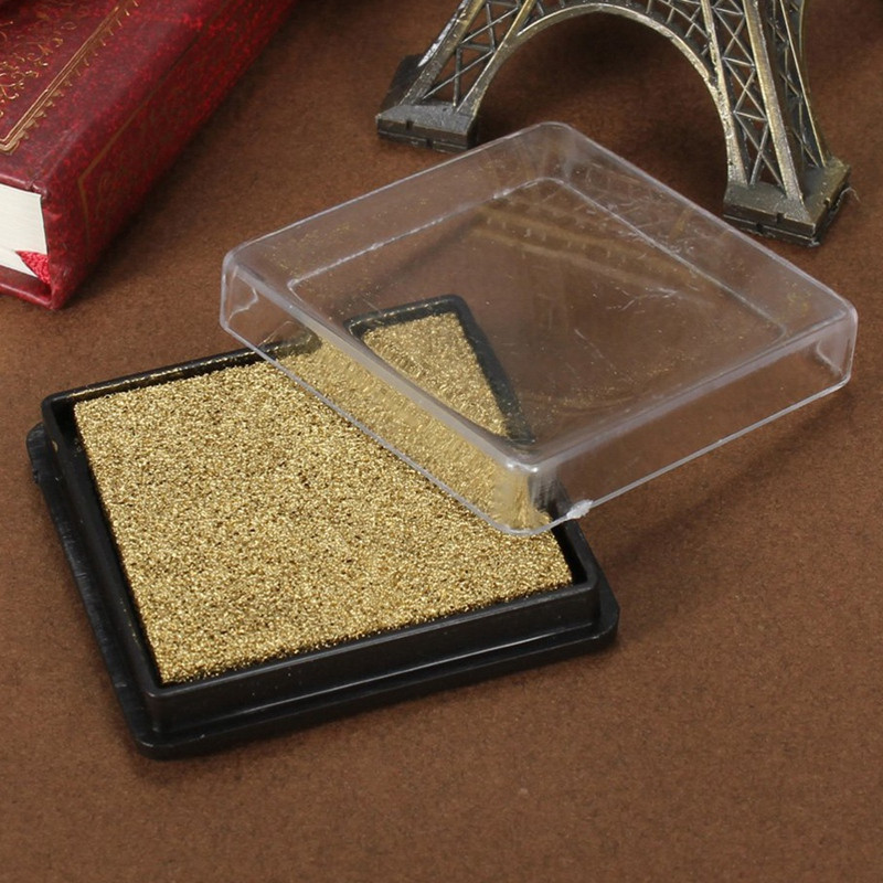 2X rašalo pagalvėlės antspaudų padėklas, skirtas vestuvinių laiškų dokumentui Auksinis