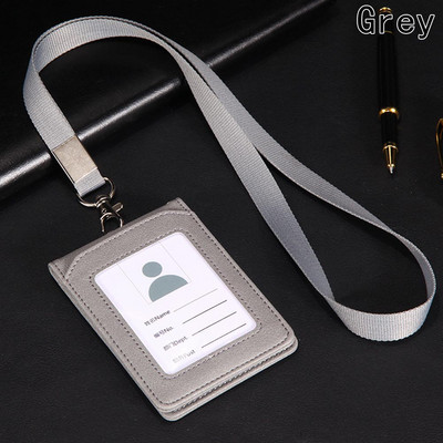 Пакет за лична карта Висококачествен PU държач за карта Идентификационна карта на персонала Каишка за врата със значка за ремък за каишка за шия Притежатели за идентификация на автобус