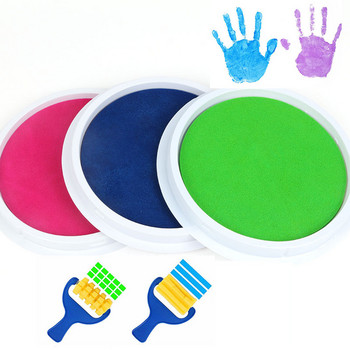 Έγχρωμη DIY Ink Pad Stamp, Washable Finger Painting Craft Inkpad Large round for Kid\'s Rubber Stamp, Scrapbooking Cards